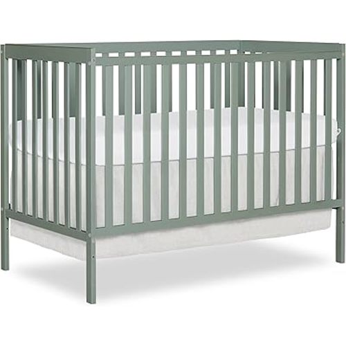 Dream On Me Synergy 5-In-1 Convertible Crib In Meadow Green, Greenguard Gold & JPMA Certified Baby Crib, Converts from Crib, Toddler Bed, Day Bed and Full size bed, Features 3 mattress height settings