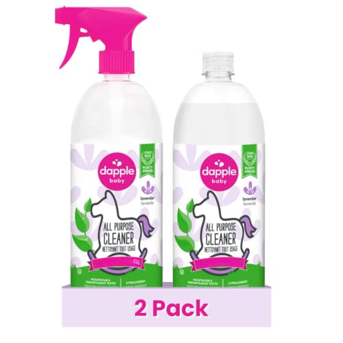 Dapple Baby All Purpose Cleaning Spray, Hypoallergenic for Toys, High Chairs, Swings, Counters, Powered by Plants, 1 Pump Included, Lavender, 30 Fl Oz (Pack of 2)