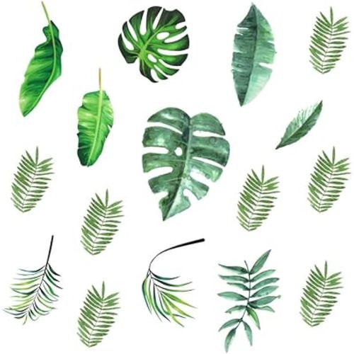 Leaf Wall Decals, H2MTOOL 64 PCS Removable Tropical Plants Tree Leaves Stickers for Kids Nursery Room Decor