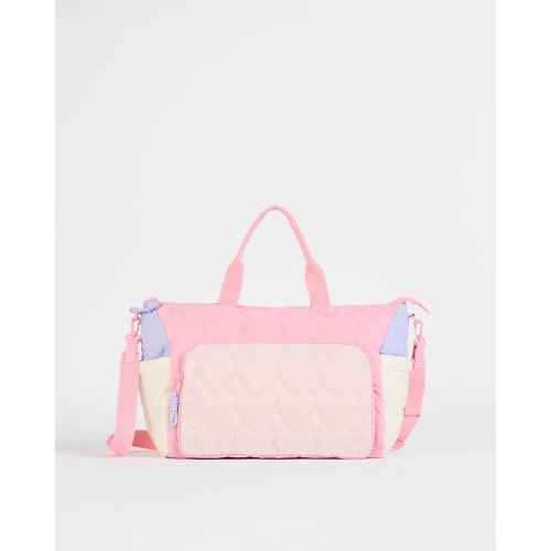 Kids Quilted Overnight Duffle Bag - Pink Hearts | Target Australia