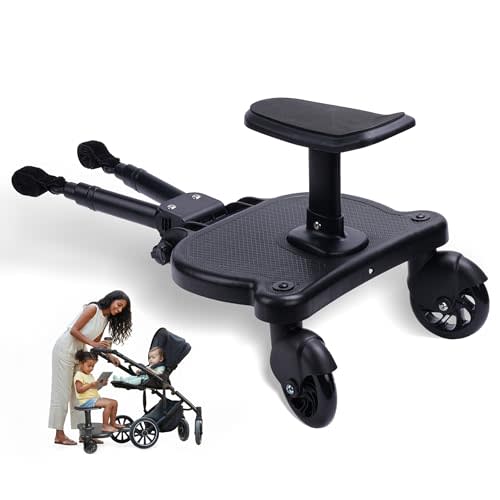 2026 New-Universal Stroller Board with Detachable Seat | 2 in 1 Sit and Stand Toddler Stroller Seat Attachment | Stroller Board Attachment for Toddler | Holds Children Up to 55 LBs