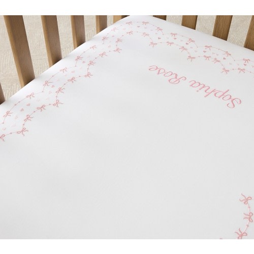 Welcome Home Baby Heart Embroidered Picture-Perfect Organic Crib Fitted Sheet