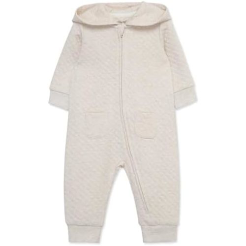 Little Me Simply Essential Solids Gender Neutral Organic Cotton Blend Hooded Coverall, 3 Months - 12 Months