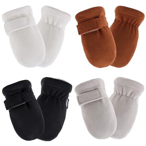 Zsedrut No Scratch Baby Mittens Toddler Infant Fleece Lined Gloves Winter Warm Mitten for Baby Boys Girls