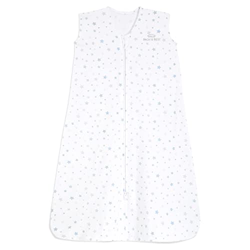 HALO SleepSack, 100% Cotton Wearable Blanket, Swaddle Transition Sleeping Bag, TOG 0.5, Twinkle Blue, Medium, 6-12 Months
