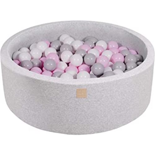 MEOWBABY Foam Ball Pit 35 x 11.5 in /200 Balls Included ∅ 2.75in Round Ball Pit for Baby Kids Soft Children Toddler Playpen Made in EU Light Grey: Pastel Pink/Grey/White