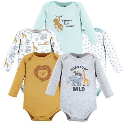 Hudson Baby Infant Boy Cotton Long-Sleeve Bodysuits, Little Monkey, 6-9 Months