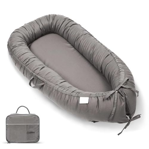 EAQ Baby Lounger Cover Snuggle Me Lounger, Portable Baby Nest Cover Breathable & Soft, Organic Cotton Baby Lounger Pillow, Safe Baby Bassinet for Travel, Playtime
