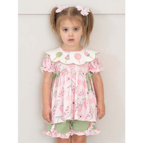 Watermelon Pops Embroidered Ruffle Outfit