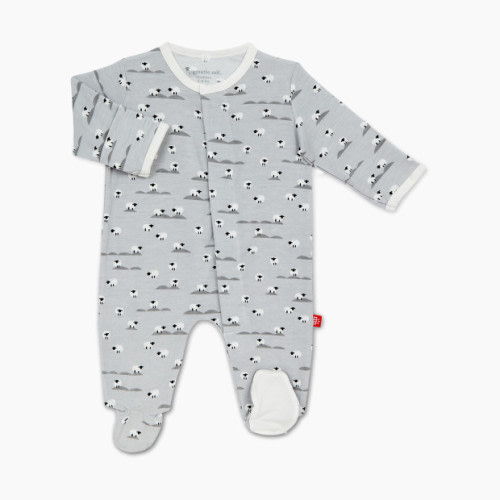 Magnetic Me Baa Baa Baby Modal Footie - Pastel Grey Baa Baa Baby, Newborn