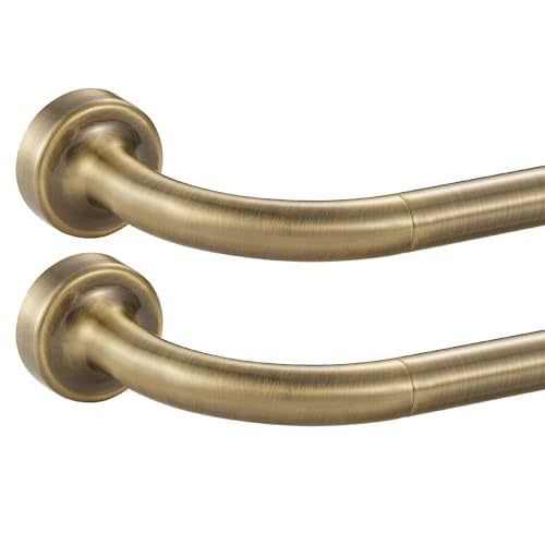 2 Pack Antique Bronze Disc Curtain Rods, 28-48 Inches Window Curtain Rod,Adjustable Room Darkening Curtain Rod with Aluminum Finials and Brackets,Wrap Around Design