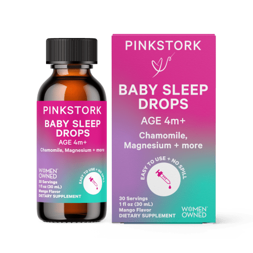 Pink Stork Baby Sleep Drops with Chamomile + Magnesium, Mango Flavor, 1 fl oz Sleep Support