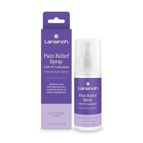 Lansinoh 4% Lidocaine Perineal Spray, Pain Relief for Postpartum Care, 3.5 Ounces