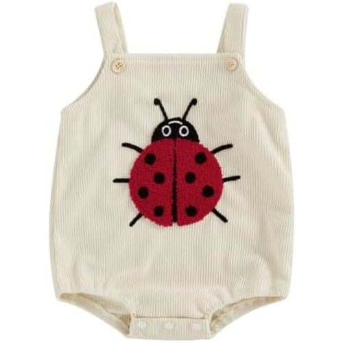 Lesimsam Newborn Baby Boy Girl Clothes Embroidered Corduroy Overall Bubble Romper Sleeveless One-Piece Suspender Jumpsuit