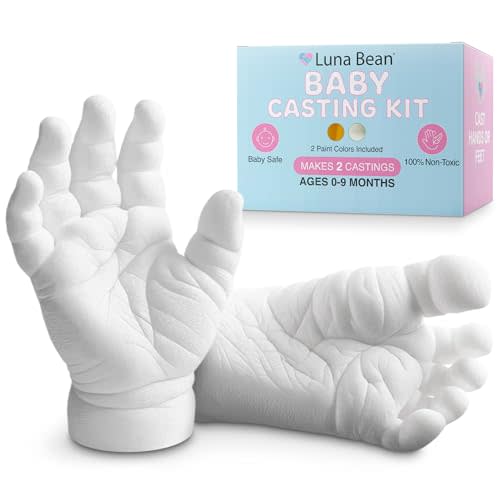 Luna Bean Baby Footprint Hand Casting Kit - Baby Monthly Milestone Casting Kit - New Mom Gifts