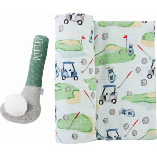 MUD PIE Golf Swaddle & Rattle Set