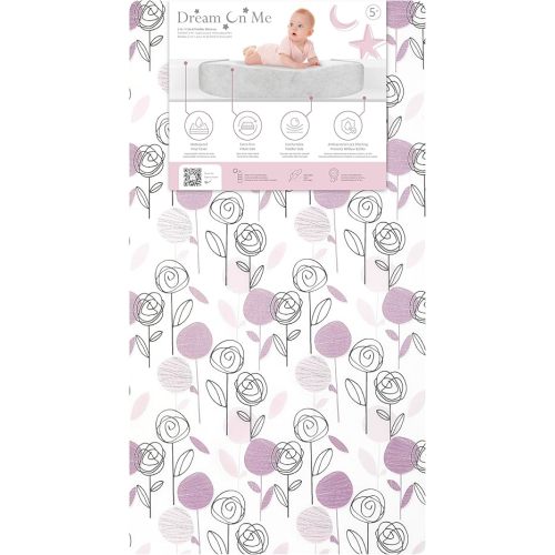 Dream On Me Floral Dreams Firm Fiber Baby Crib Mattress Rose Pink, Greenguard Gold and JPMA Certified, Fits All Standard Cribs and Toddler Beds, Waterproof Sleep Surface & Machine Washable Cover