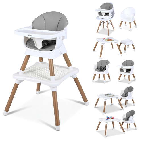 INFANS Baby High Chair, 9 in 1 Convertible Highchair for Babies and Toddlers, Building Block Table Dining Booster Seat Activity Desk Kids Stool with Adjustable Removable Tray