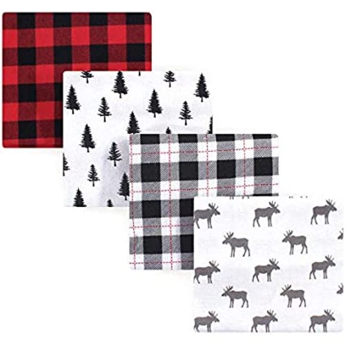 Hudson Baby Unisex Baby Cotton Flannel Receiving Blankets, Moose, One Size