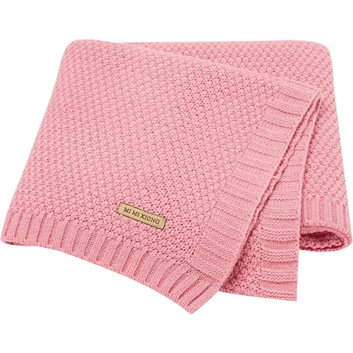 mimixiong Baby Blanket Knit Toddler Blankets for Boys and Girls Pink 40x30 Inch