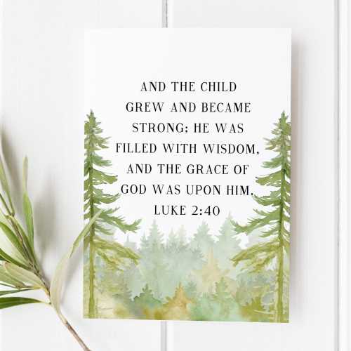 Luke 2:40 Bible Verse Print, Christian Wall Art, Faith-Based Decor, Watercolor Scripture Art, Inspirational Nursery Decor, Religious Gift