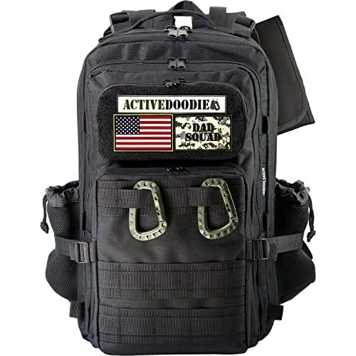 Dad Diaper Bag for Men with Removable Morale Patches, Waterproof Changing Pad, Insulated Pouches, Molle Webbing, YKK Zippers, Black