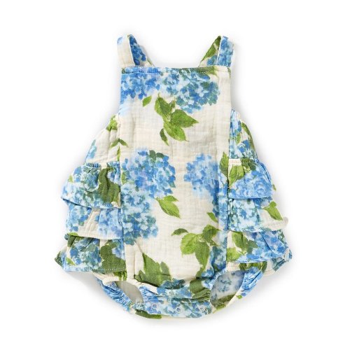 Angel Dear Baby Girls Newborn-24 Months Watercolor Hydrangeas Ruffle Sunsuit