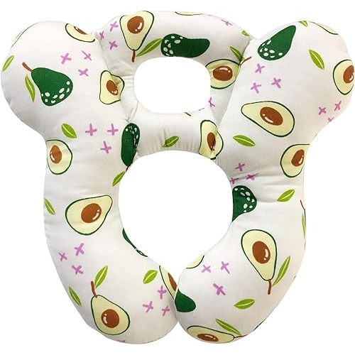 Baby Travel Pillow, Infant Kid's Cushion Soft and Skin Friendly for Car Seat, Pushchair and Stroller (White Avocado)
