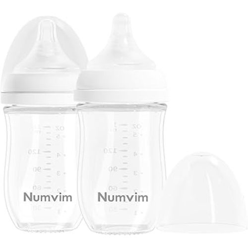 Glass Nurturing Baby Bottles Gentle & Extra Slow Flow, Newborn Breastfeeding Bottle with Anti Colic Nipple for 0 Months Babies, Includes S Nipples, (5Oz, 2 Packs)