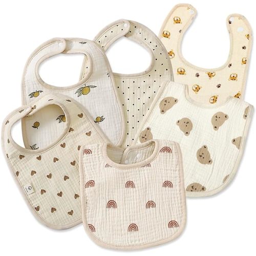 DOSMINE Muslin Baby Drooling Bibs Unisex Soft & Absorbent Multi-Layer Baby Bibs for Drooling and Teething Boys Girls - B1