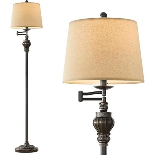 G-SAFAVA 61" Vintage Floor Lamp with 350° Adjustable Swing Arm, Standing Lamp for Bedroom Living Room Bedside Nightstand Retro Farmhouse Mid Century Lamp Light Home Décor Office Gifts