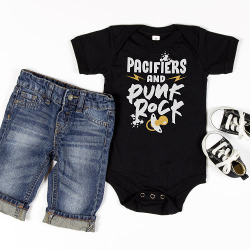 Pacifiers and Punk Rock Baby Bodysuit, Punk Rock Infant Bodysuit, Punk Baby, Emo Baby Bodysuit