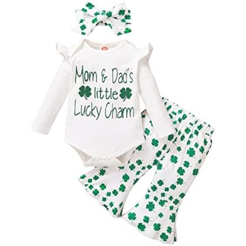 Shalofer Baby Girl Shamrock Outfit Girl Lucky Charm Bodysuit
