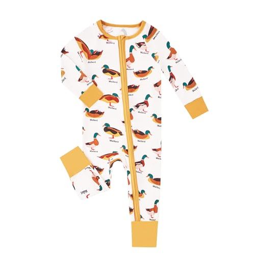 MOSSRIVER Bamboo Viscose Baby Long Sleeve Romper, Cute Pumpkin Prints Zipper Footless Jumpsuit, Toddler One-Piece Outfits