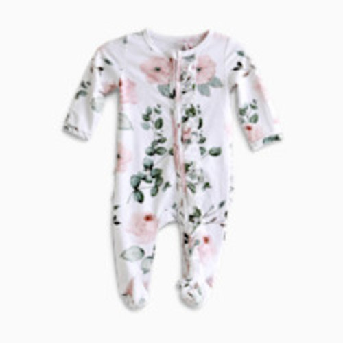 Caden Lane Ruffle Zipper Footie - Millie's Dusty Rose Floral, 3-6 M