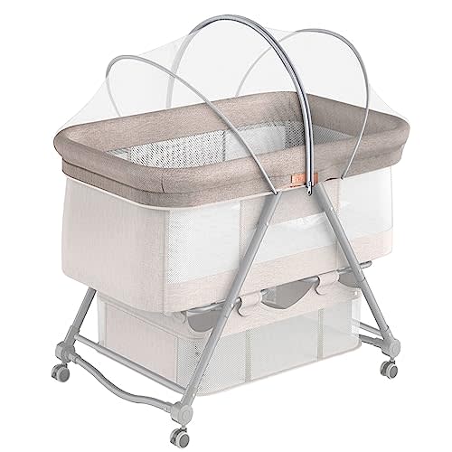 DUOMI Bassinet Cover with Two-Way Zipper,Portable Bassinet Mosquito Net Cover,Bassinet Cover for Cats to Keep Pets Out(White)