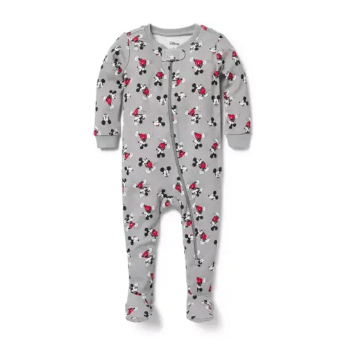 Baby Grey Mickey Mouse Baby Good Night Footed Pajama In Disney Mickey Mouse by Janie and Jack