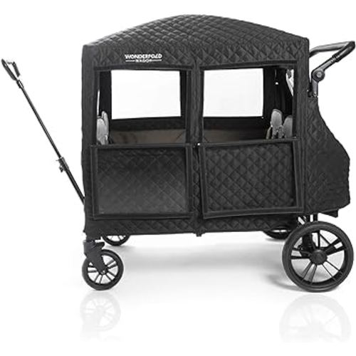 WONDERFOLD Cold Weather Shield Stroller Cover for Winter Made of Breathable Cationic Fabric Filled with Cotton for Warmth Featuring Hook and Loop Closure Window Openings (X4 & X4M)