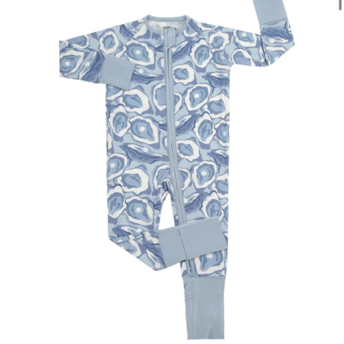 Zipper Baby Pajamas | Super Soft Viscose Bamboo | Blue Oyster Print | Free Shipping >$50 – Southern Slumber