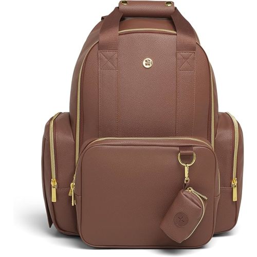 HUGGIES Unisex-adult Signature Hug Pack Diaper Backpack, Cognac Leather, One Size