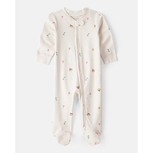 Baby Mini Christmas 100% Cotton Sleep & Play Pajamas - Cream - Carter's | Carter's
