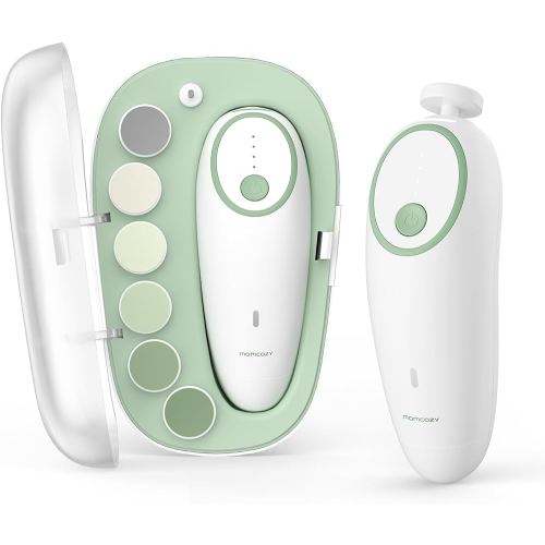 Momcozy Baby Nail File Electric, Gentle Baby Nail Trimmer Electric Rechargeable, Baby Nail Clipper Electric, 7 Grinding Head Replacement Pads
