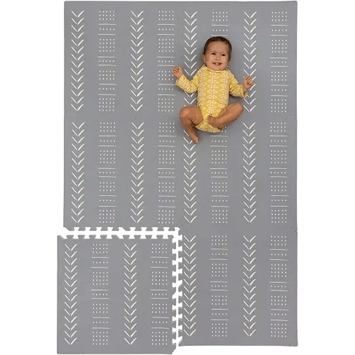 CHILDLIKE BEHAVIOR Baby Play Mat - Play Pen Tummy Time Mat & Crawling Mat Foam Play Mat for Baby with Interlocking Floor Tiles 72x48 Inches Puzzle - Baby Floor Mat Infants & Toddlers (X-Large, Grey)