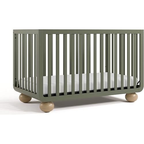 Storkcraft Amalfi 5-in-1 Convertible Crib with Toddler Guardrail, Olive