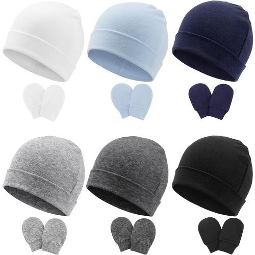 BQUBO Baby Hats and Mittens Infant Cotton Beanie Gloves No Scratch Set Newborn Hospital Hat for Boys Girls