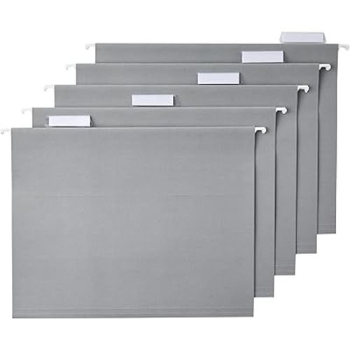 Amazon Basics Sturdy Hanging File Folders, Letter Size, Gray, 25-Pack
