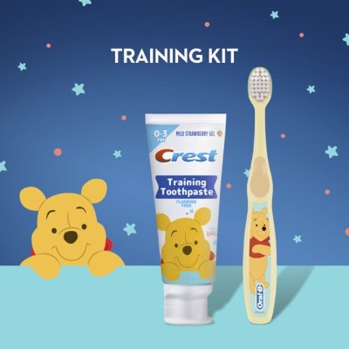 Crest Training Toothpaste and Toothbrush Bundle for Kids, Fluoride Free, Strawberry, 1.6 oz