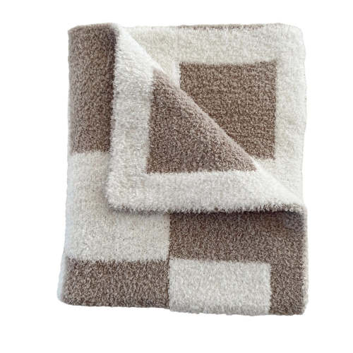 Phufy™ Bliss Checker Mini Blanket, Cocoa