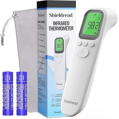 Non-Contact Forehead Basal Thermometer for Kids and Adults, Digital Fever Thermometer, Accurate Temperature Reading, LCD Screen, Fever Alarm, Memory Recall, Forehead & Object Mode