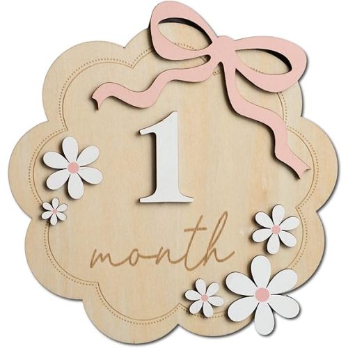 Baby Monthly Milestone Sign,1-12 Monthly Baby Milestone, Month Milestone Baby Girl, Baby Months Milestone, Newborn Photography Props Double-Sided (B12)